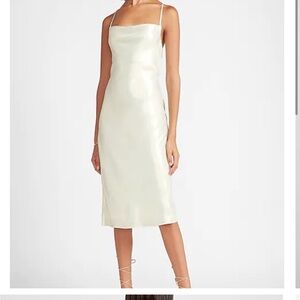 Express Metallic Cowl Neck Cross Back Midi Slip Dress bridal engagement